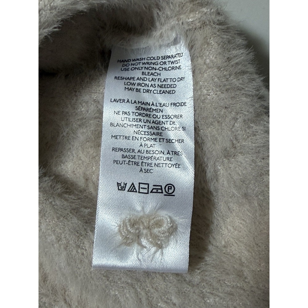 Pilcro Anthropologie Women's Sweater White Beige Fuzzy Soft Animal Print Small - Picture 6 of 8